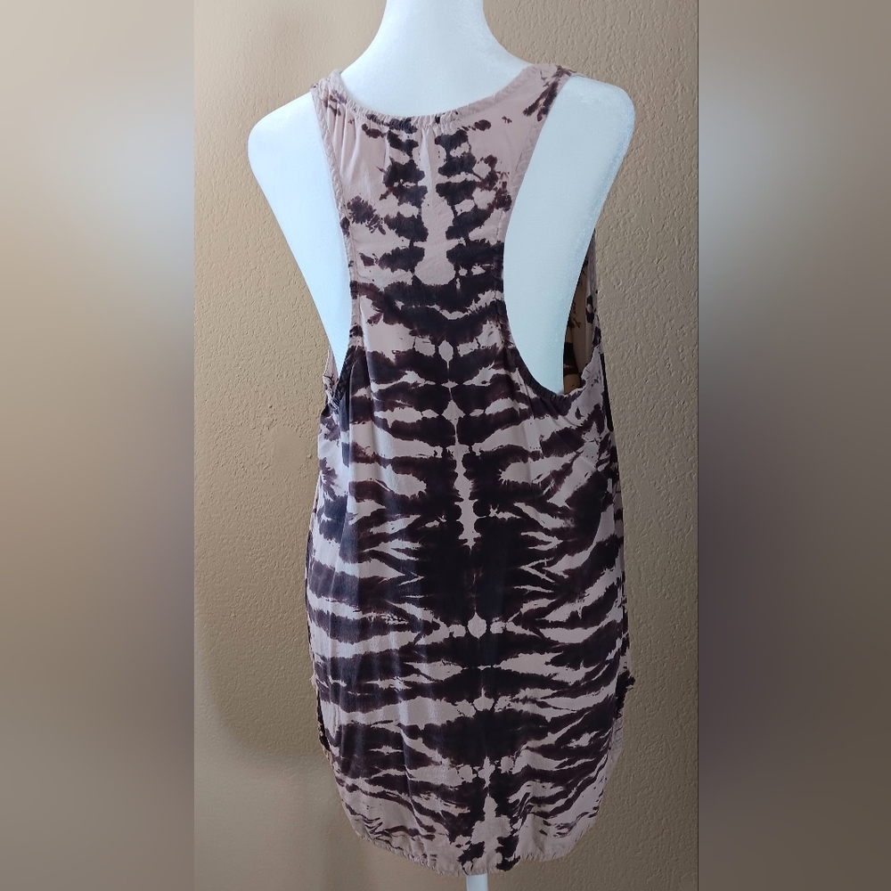 Gypsy 05 Silk Animal Tiger Stripe Tank L Brown Tan Tropical Safari Sexy Dressy - Picture 2 of 6